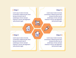 design thinking four step crops pipette write curve line icon set collection infographic diagram outline style