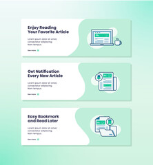 Fototapeta premium enjoy reading your favorite article get notification every new article easy bookmark and read later campaign for web website home homepage landingpage banner template flyer with outline style