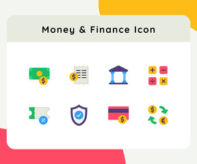 money and finance money icon icons set collection collections package white isolated background with color flat style