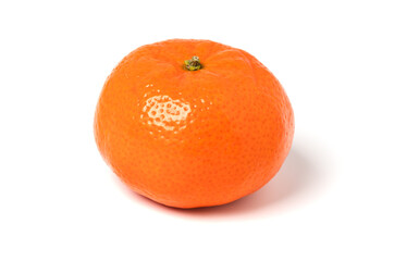 Mandarin or clementine without green leaf isolated on white background.