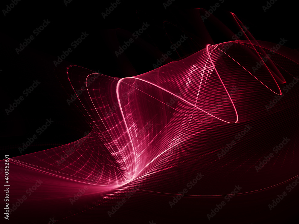 Fototapete Abstract red and black background. Detailed generative fractal graphics. Technology and science concept.