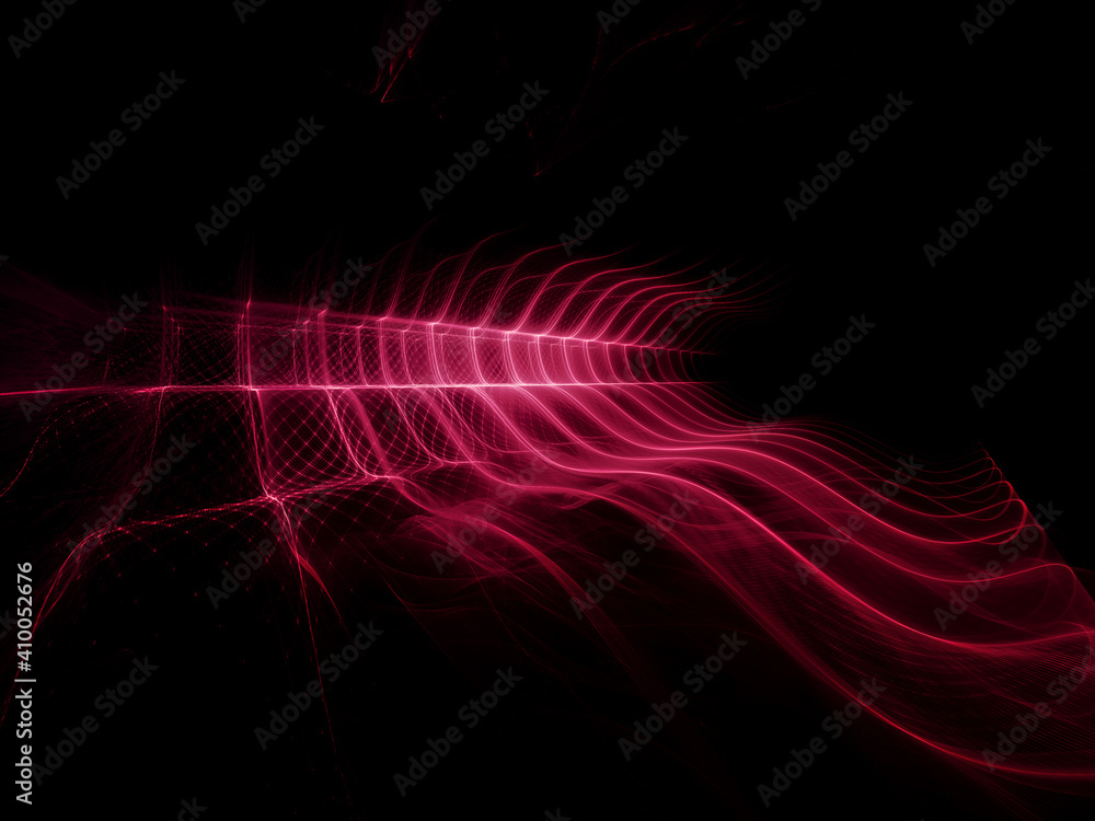 Fototapete liquid wavy red greed over black background. detailed generative fractal graphics. technology and sc