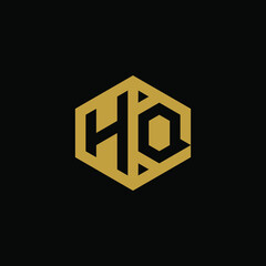 Initial letter HQ hexagon logo design vector