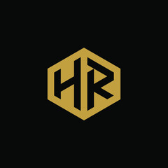 Initial letter HR hexagon logo design vector
