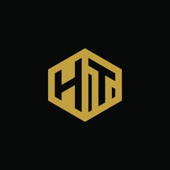 Initial letter HT hexagon logo design vector