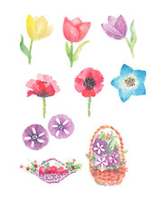 Collection of Easter images watercolor