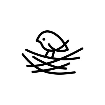 recommend clip art: little bird nest line monoline logo vector icon illustration