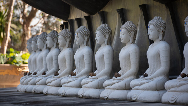 White Buddha statue in Thai temples