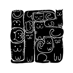 Pazzle with funny cats. Cats House. Sketch for your design