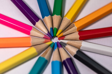 Fototapeta premium color pencils on white background
