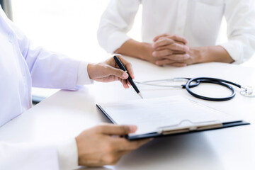 doctors discussion about patient diagnosis Healthcare and medical Coronavirus pandemic. Covid-19 outbreak.