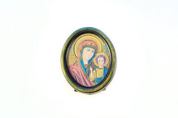 Old Orthodox icon isolated on white background, photo for design