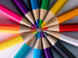 color pencils on white background