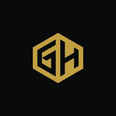 Initial letter GH hexagon logo design vector