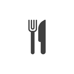 Fork and knife vector icon. filled flat sign for mobile concept and web design. Restaurant glyph icon. Symbol, logo illustration. Vector graphics