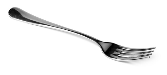 Silver dining fork isolated on white background