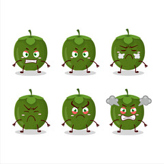 Black sapote cartoon character with various angry expressions