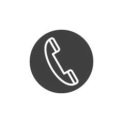 Telephone vector icon. filled flat sign for mobile concept and web design. Phone in circle glyph icon. Symbol, logo illustration. Vector graphics