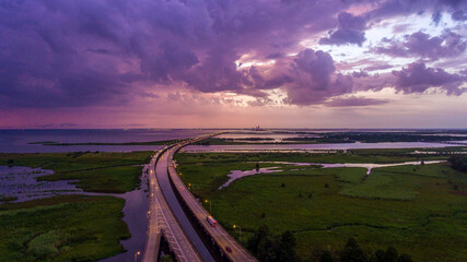 sunset over the bay