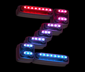 Ultraviolet light digital font. Letter Z.