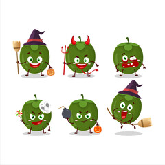 Halloween expression emoticons with cartoon character of black sapote