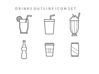 Set of Drinks Outline Icon - Fast Food Set Vector Illustration Design.