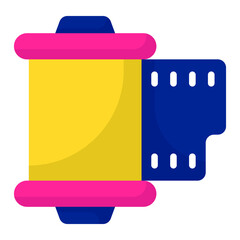 film reel flat icon , photography and digital art flat vector design
