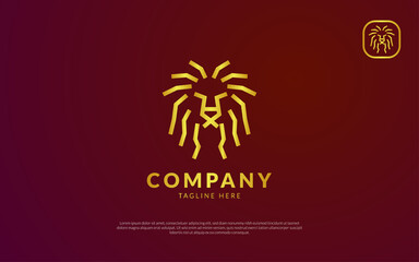 lion shape line logo with luxury gold color