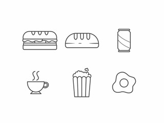 Set of Fast Foods Outline Icon Vol. 3 - Fast Food Icon Set Vector Illustration Design.