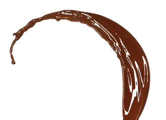 Splash of hot chocolate on white background