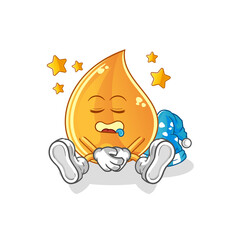 oil drop sleeping character. cartoon mascot vector