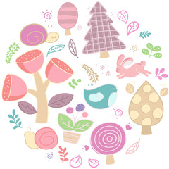 Elements hand drawn cute background