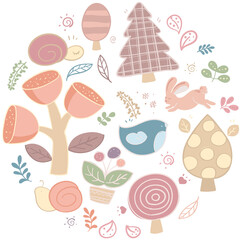 Elements hand drawn cute background