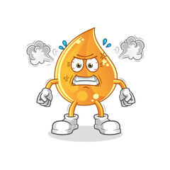 oil drop very angry mascot. cartoon vector