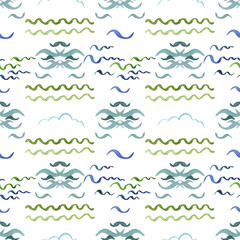 Waves seamless pattern on white background