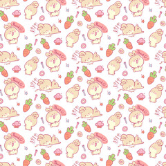Seamless pattern hand drawn funny rabbit background
