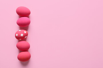 Beautiful Easter eggs on color background