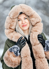 Beautiful woman play with a dog,