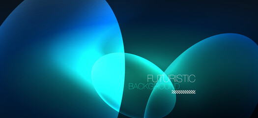 Neon ellipses abstract backgrounds. Shiny bright round shapes glowing in the dark. Vector futuristic illustrations for covers, banners, flyers and posters and other