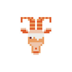 Fototapeta premium Goat head isolated vector illustration pixel art character flat style icon.