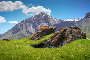 landscape in the mountains big stones