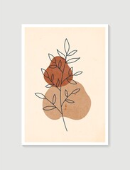 Contemporary art posters in pastel colors. Botanical wall art vector. Minimal and natural wall art. Abstract Plant Art design for print, wallpaper, cover. Modern vector illustration.