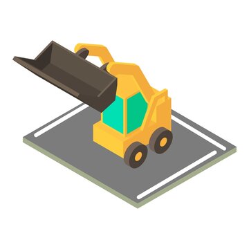 Mini bulldozer icon. Isometric illustration of mini bulldozer vector icon for web
