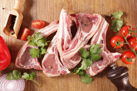 raw lamb chop with fresh ingredient