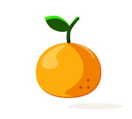 Orange tangerine with a leaf on a white background
