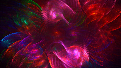 3D rendering abstract multicolor fractal light background