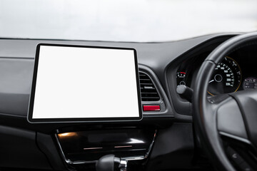 Obraz na płótnie Canvas Blank tablet screen in a self-driving