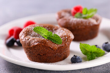 chocolate cake and berries fruits