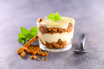 delicious tiramisu cake and spoon