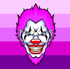 Evil cartoon clown illustration.